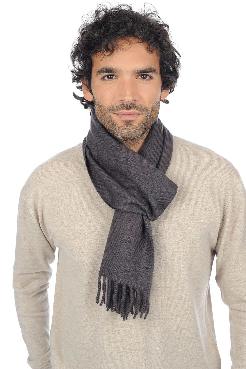 Cashmere men scarves mufflers zak170 carbon 170 x 25 cm