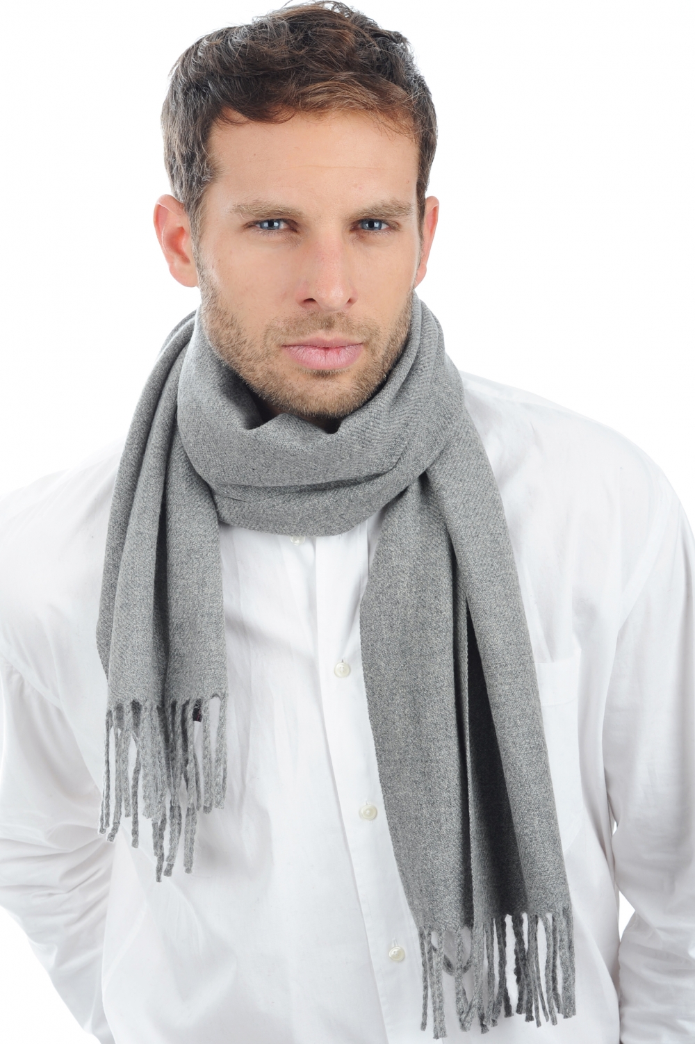 Cashmere men scarves mufflers zak170 grey marl 170 x 25 cm
