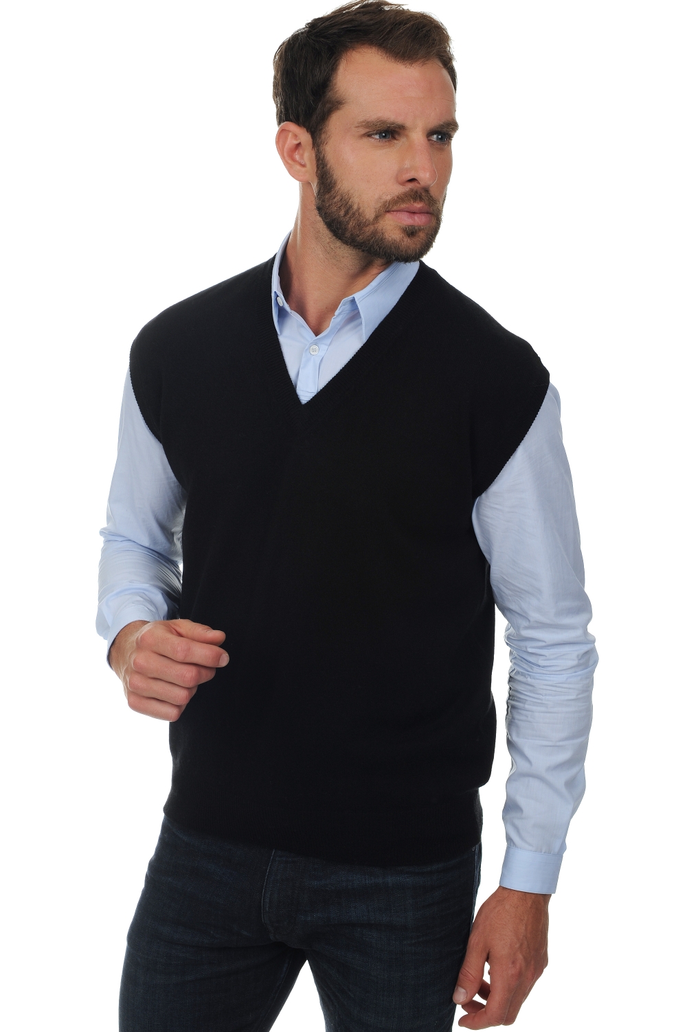 Cashmere men waistcoat sleeveless sweaters balthazar black 2xl