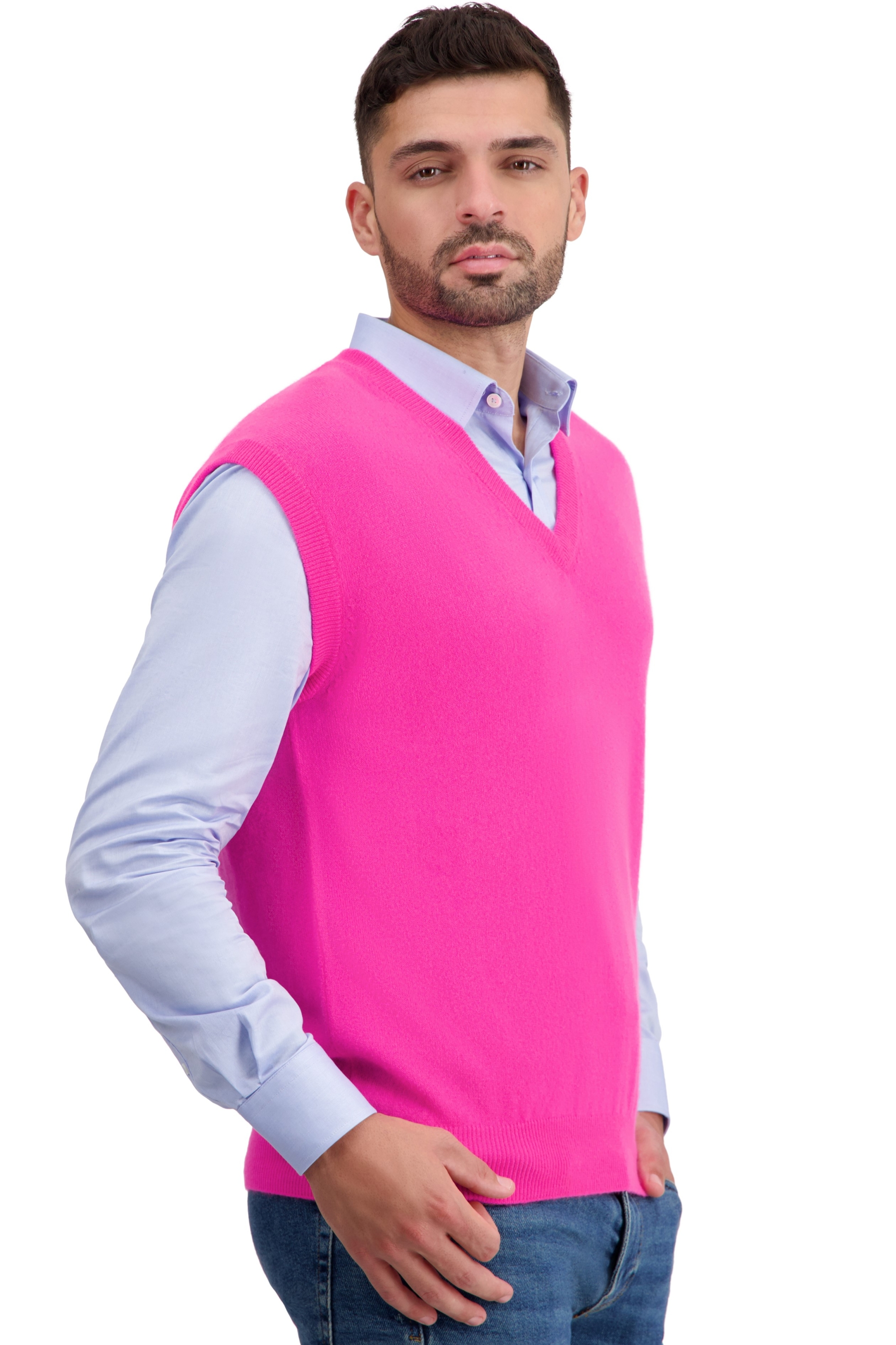 Cashmere men waistcoat sleeveless sweaters balthazar dayglo 2xl