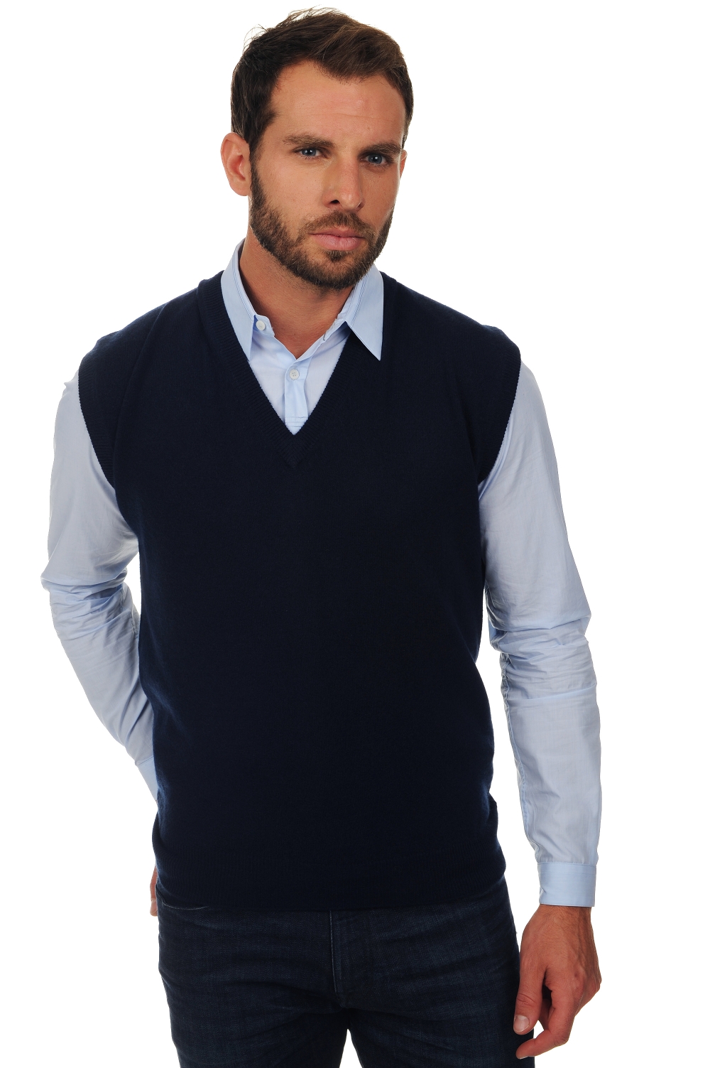 Cashmere men waistcoat sleeveless sweaters balthazar dress blue xs