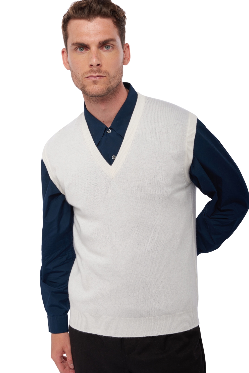 Cashmere men waistcoat sleeveless sweaters balthazar off white s