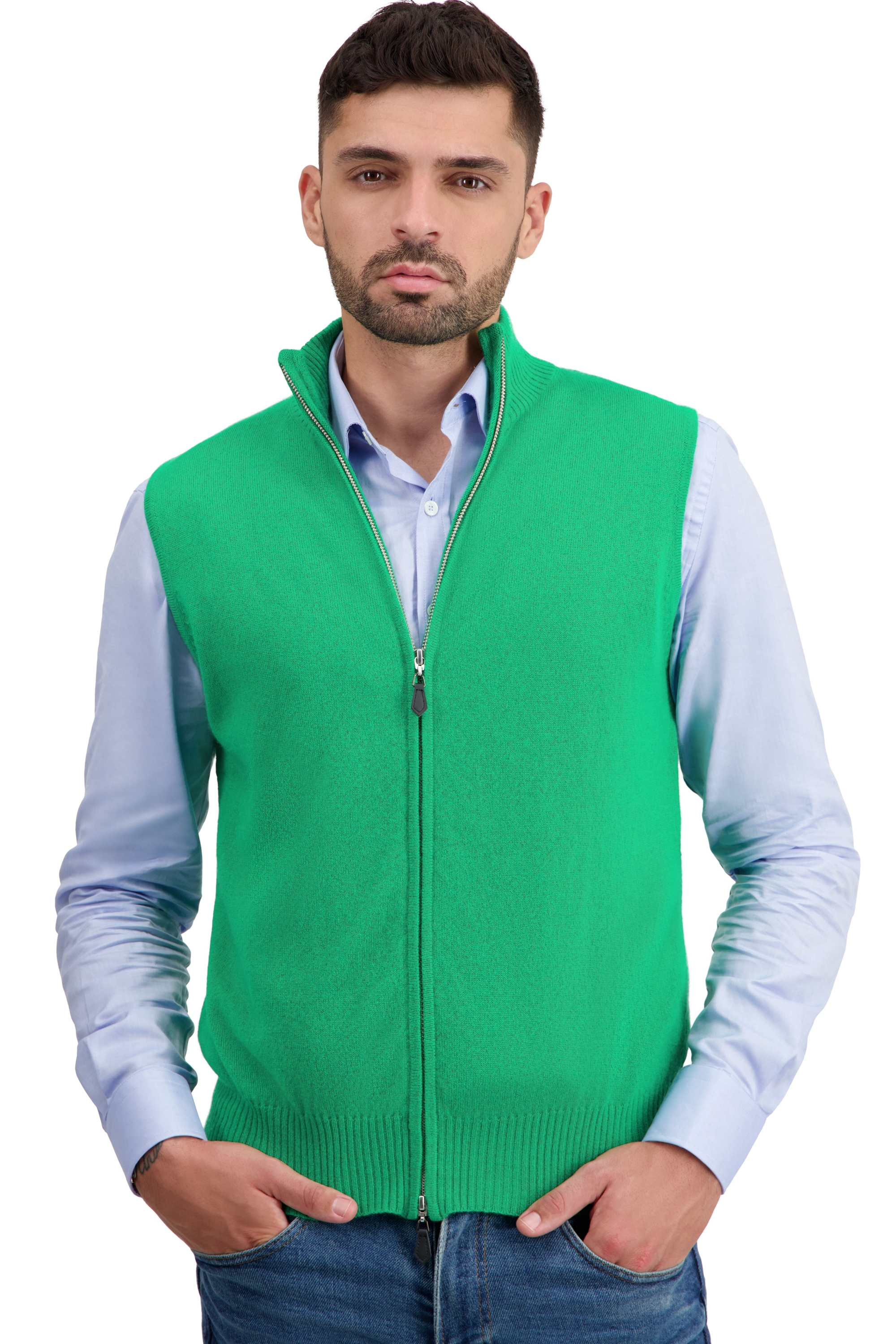 Cashmere men waistcoat sleeveless sweaters dali new green m