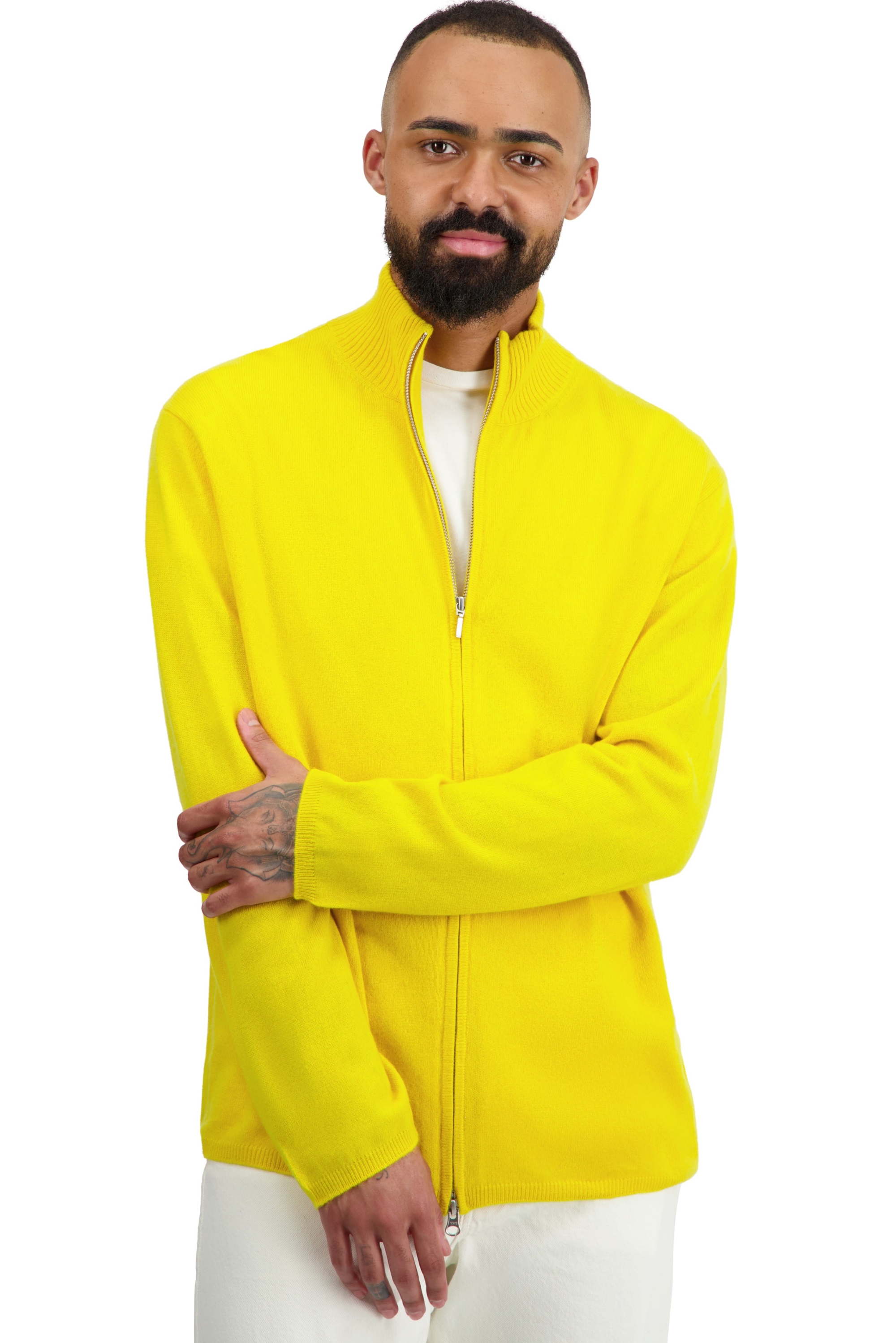 Cashmere men waistcoat sleeveless sweaters elton cyber yellow 3xl