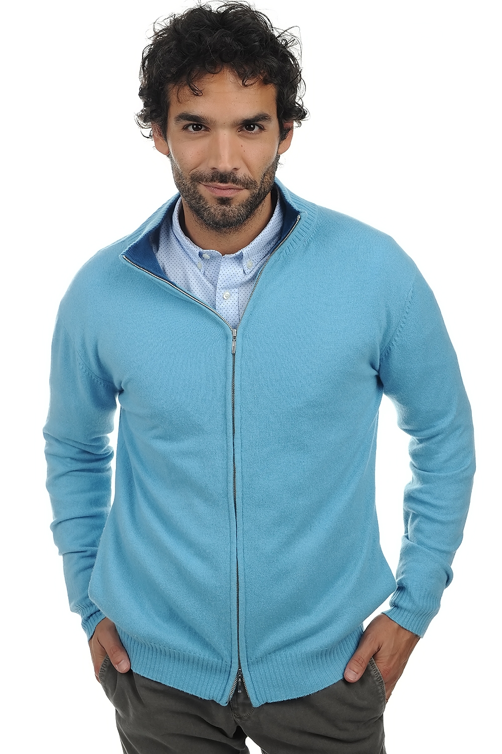 Cashmere men waistcoat sleeveless sweaters ronald teal blue canard blue 2xl