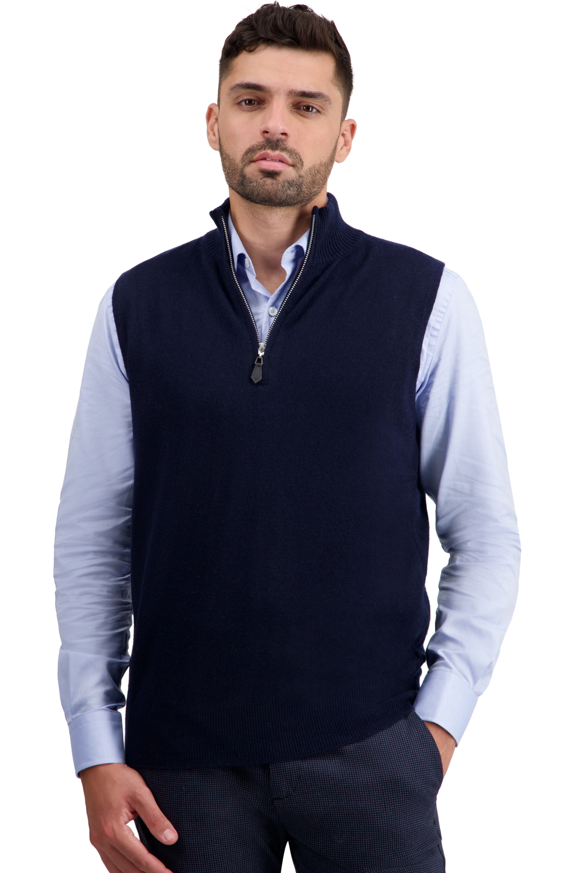 Cashmere men waistcoat sleeveless sweaters texas dress blue 2xl