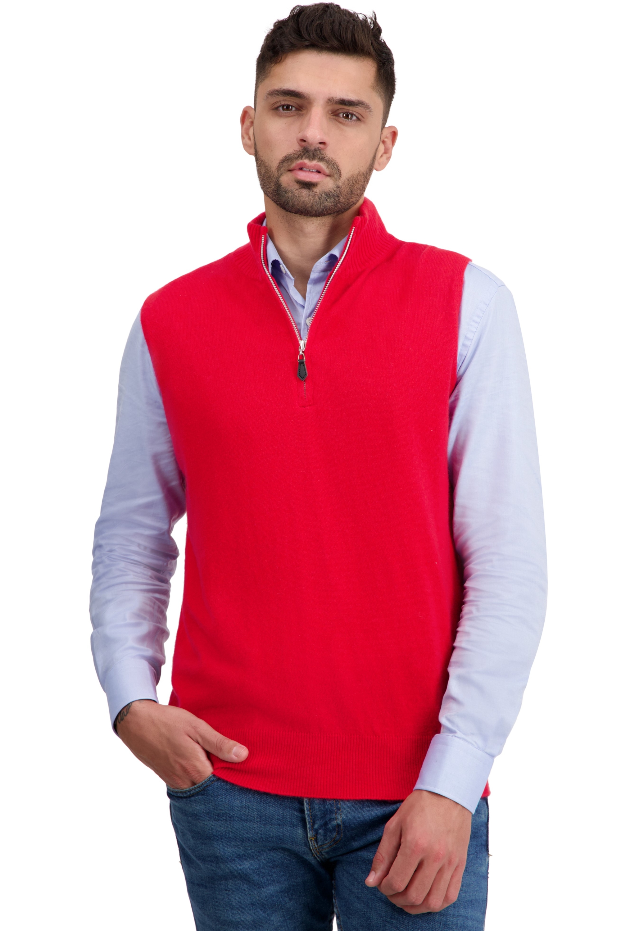 Cashmere men waistcoat sleeveless sweaters texas rouge 4xl