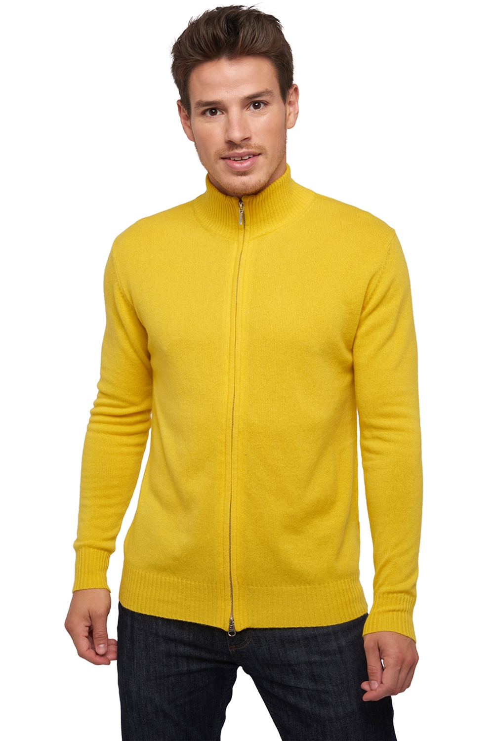 Cashmere men waistcoat sleeveless sweaters thobias first sunny yellow l