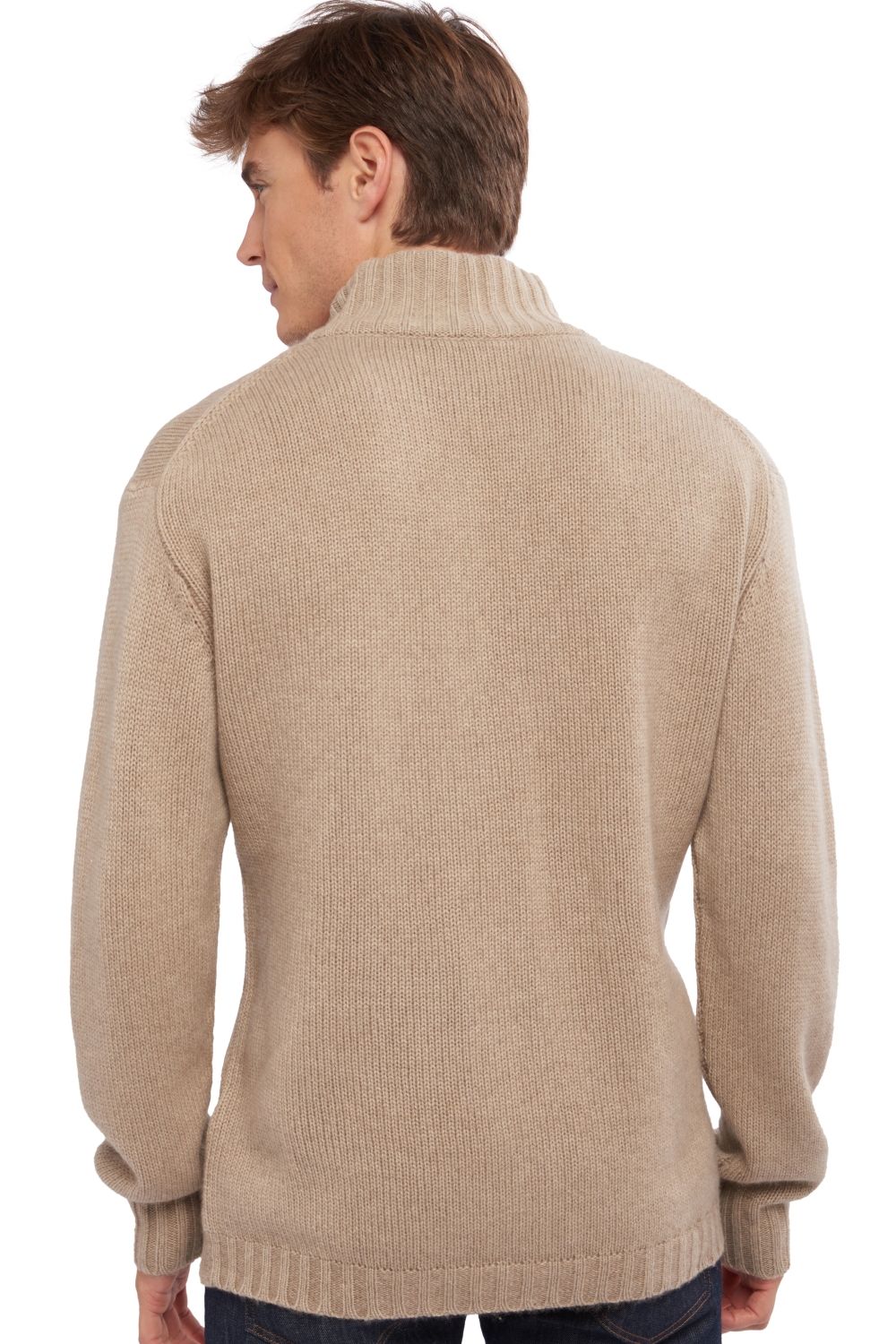 Cashmere men waistcoat sleeveless sweaters wolf natural stone m
