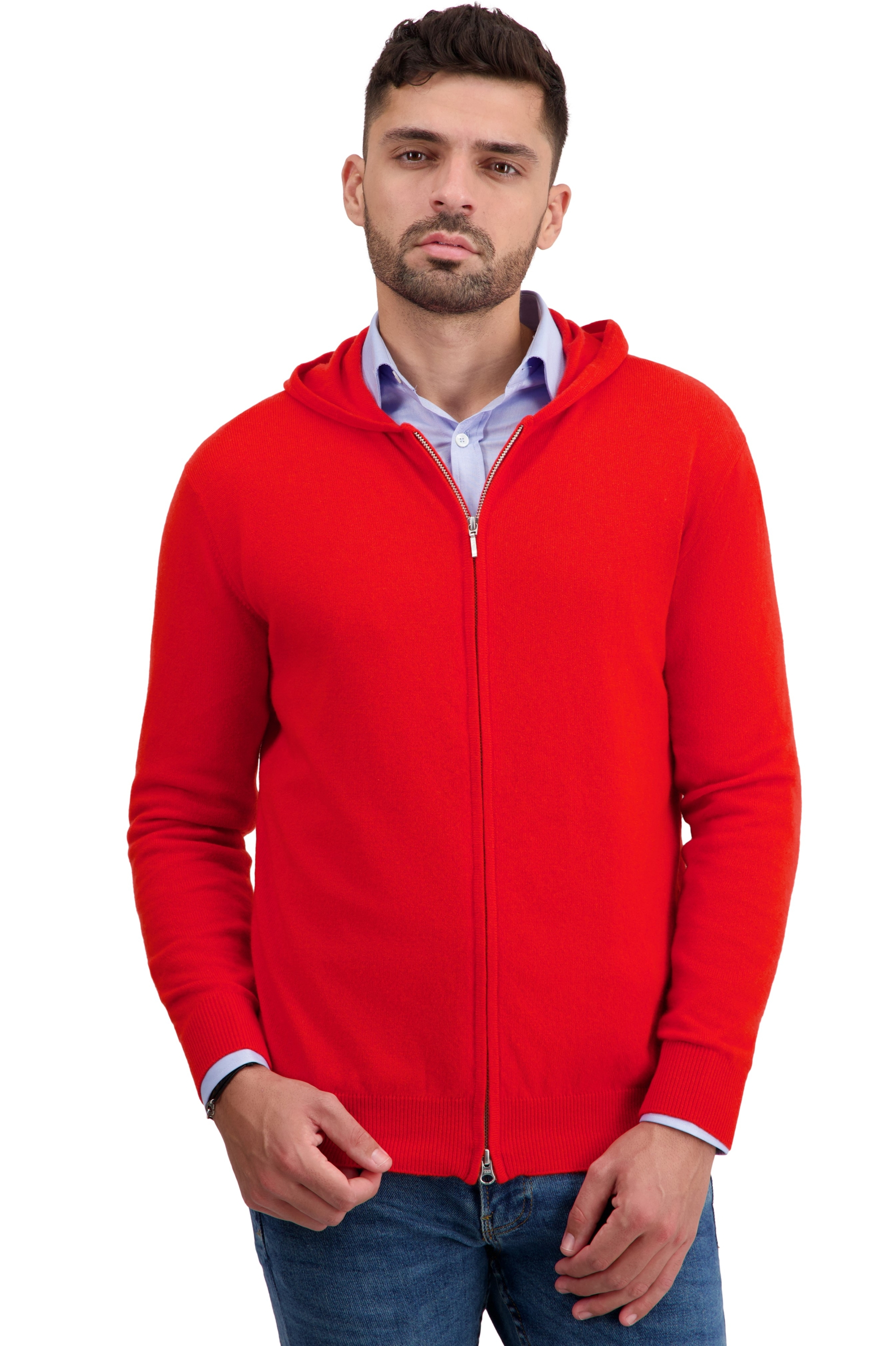 Cashmere men zip hood taboo first tomato l