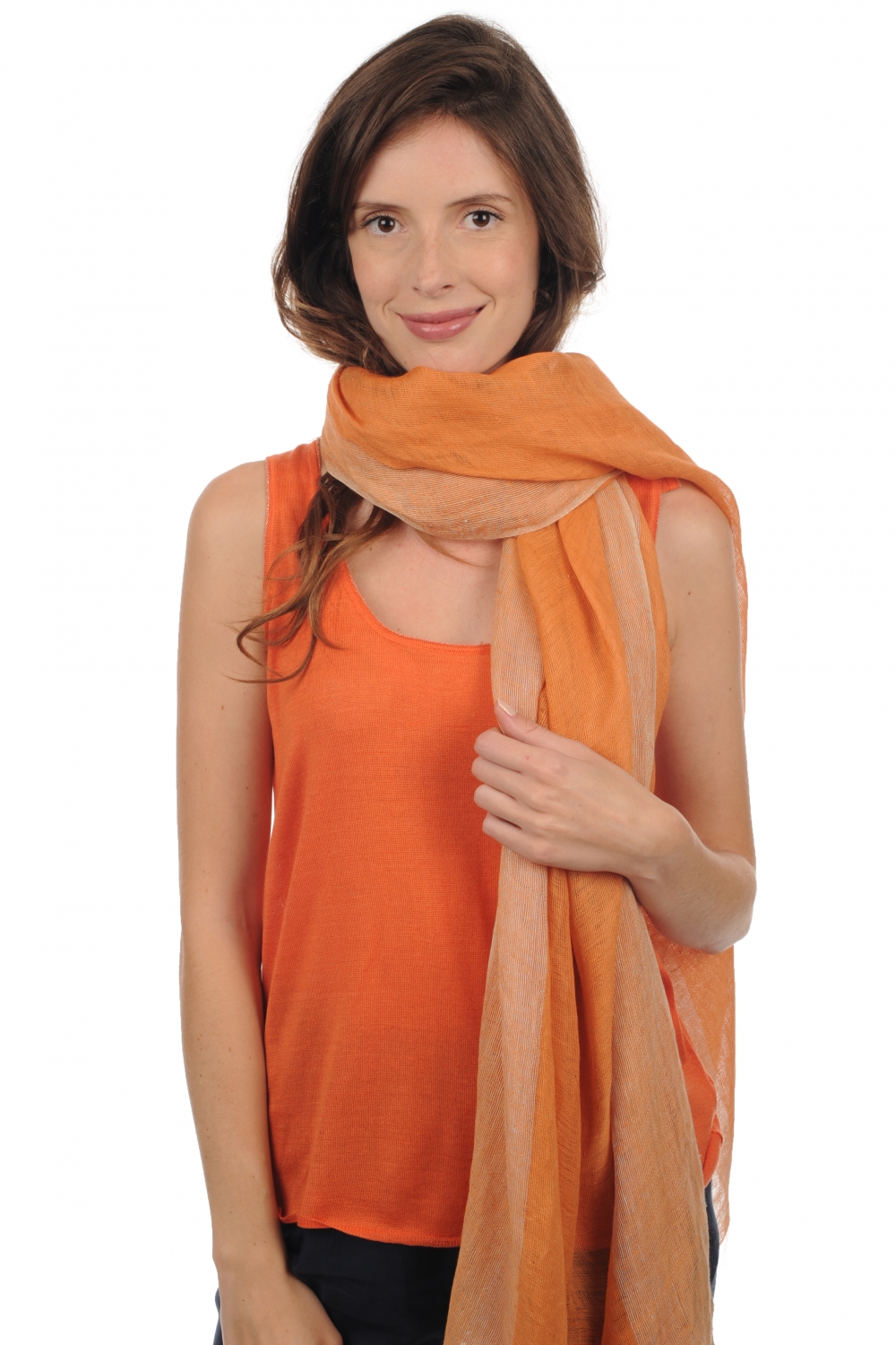 Linen accessories shawls phoebe orange 200 x 80 cm