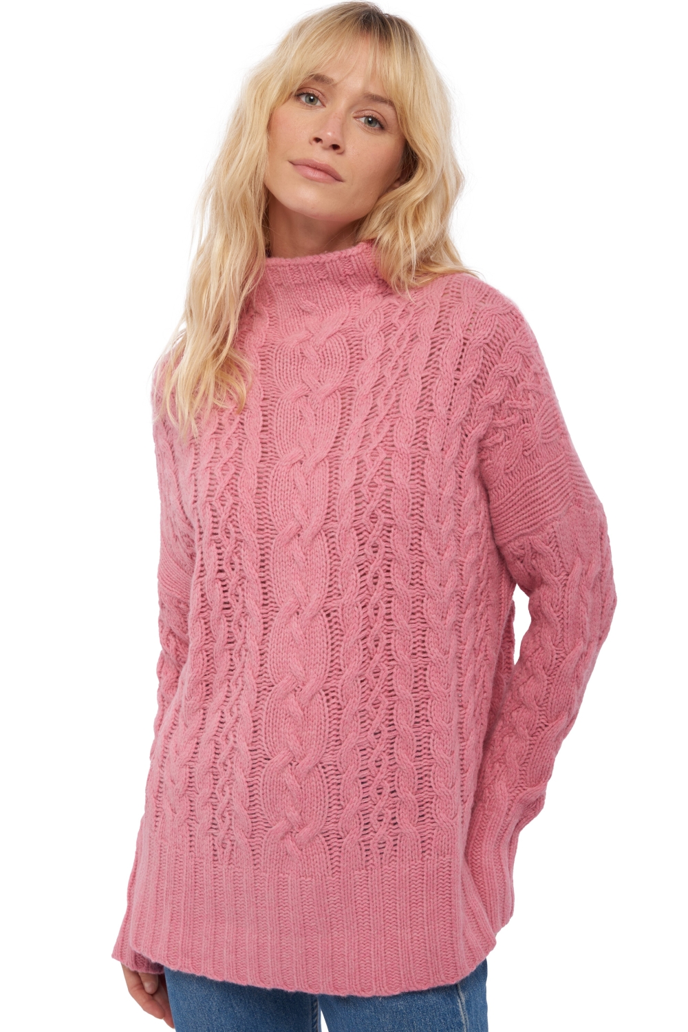 Yak ladies chunky sweater victoria pink m