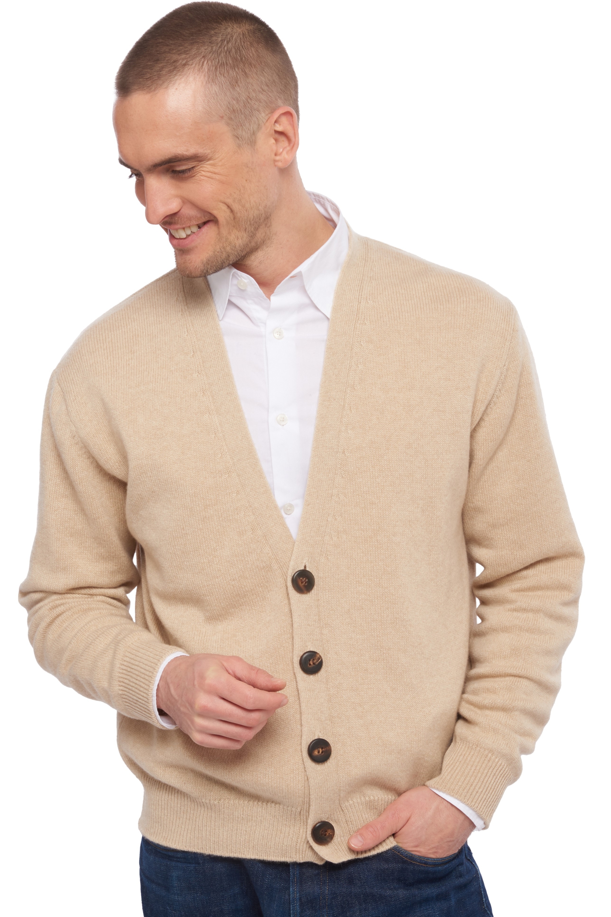 Yak men waistcoat sleeveless sweaters podrick vintage beige chine l